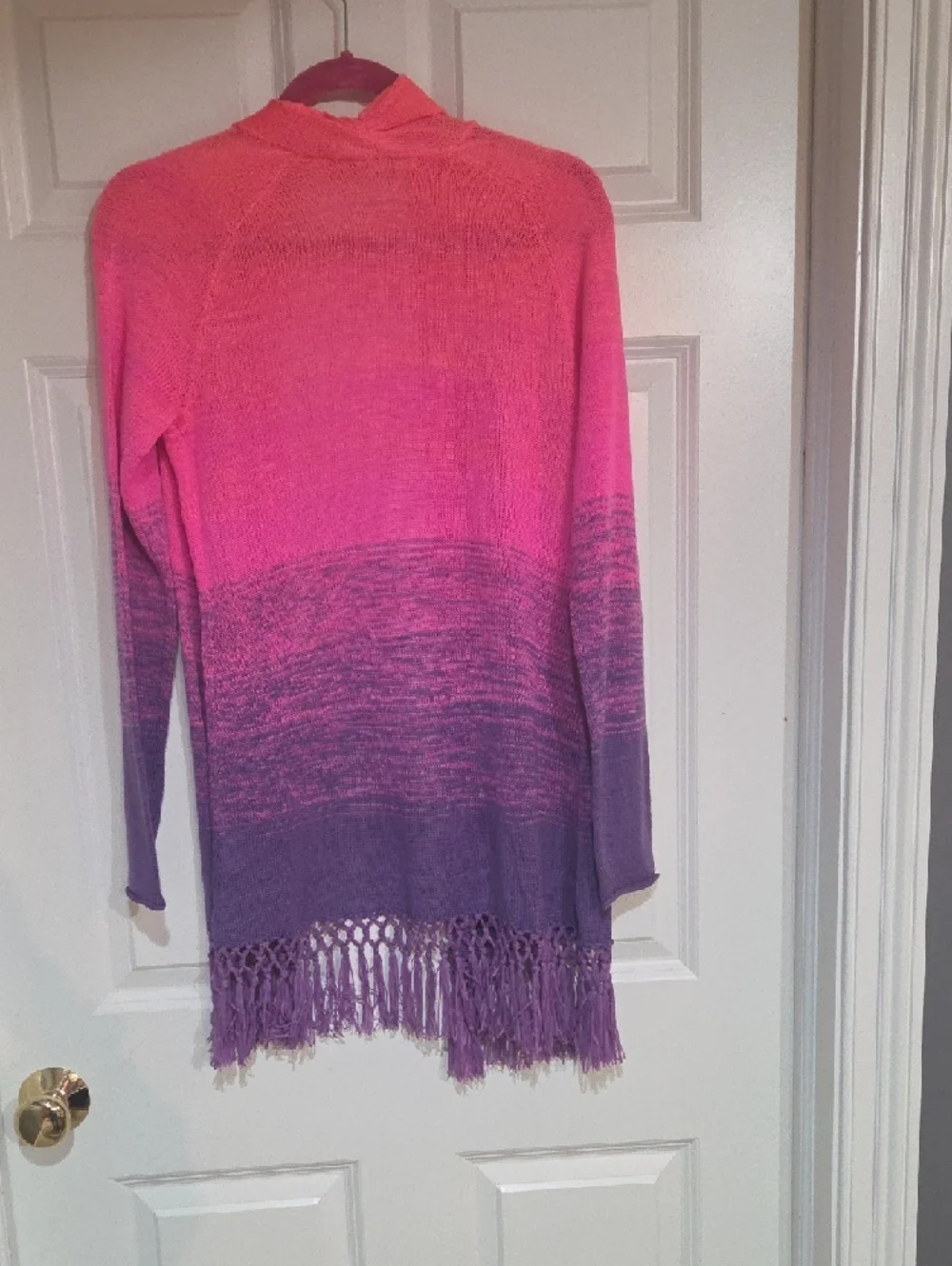Lilly Pulitzer Fuchsia Pink Open-Front Fringe Cardigan